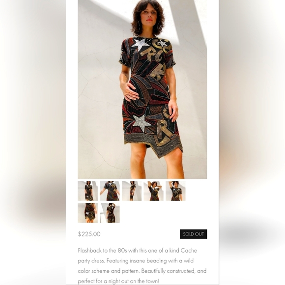 CACH'E BEADED VINTAGE SEQUINS DRESS *Unique Conversational Piece* - Picture 9 of 9